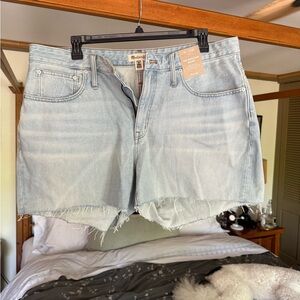 Madewell Blue Relaxed Jean Shorts Frayed Hem